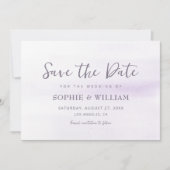 紫の薄紫水色美しいエレガントな結婚式 セーブザデート (正面)