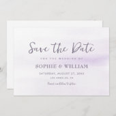 紫の薄紫水色美しいエレガントな結婚式 セーブザデート (正面/裏面)