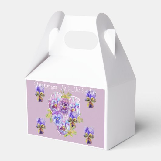 紫の薄紫結婚フローラのケーキの箱 フェイバーボックス (裏面サイド)