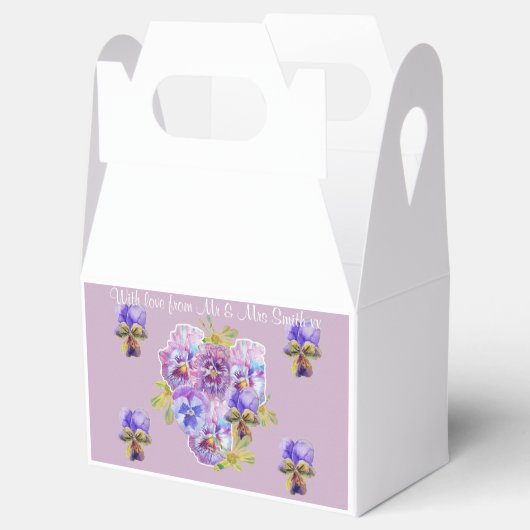 紫の薄紫結婚フローラのケーキの箱 フェイバーボックス (オープン)