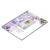 紫の薄紫花のお祝い ノートブック (左側)