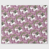 紫の薄紫花柄クラフト又はパーティー ラッピングペーパー (フラット)