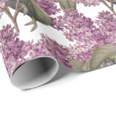 紫の薄紫花柄クラフト又はパーティー ラッピングペーパー (ロールコーナー)