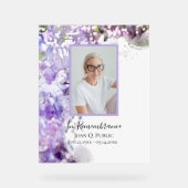 紫の薄紫花水彩お祝いの生活 アクリルサイン (正面)