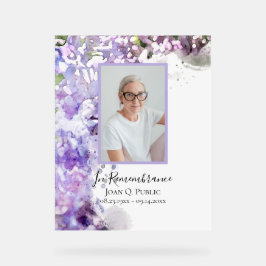 紫の薄紫花水彩お祝いの生活 アクリルサイン