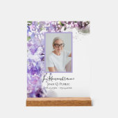 紫の薄紫花水彩お祝いの生活 アクリルサイン (正面)
