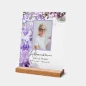 紫の薄紫花水彩お祝いの生活 アクリルサイン (傾斜)