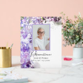 紫の薄紫花水彩お祝いの生活 アクリルサイン (ウェディング)