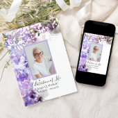 紫の薄紫花水彩お祝いの生活 招待状