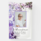 紫の薄紫花水彩お祝いの生活 横断幕 (縦)