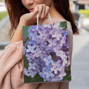 紫の薄紫開花フローラ ミディアムペーパーバッグ