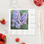 紫の薄紫開花フローラ 縁ありランチョンナプキン (インサイチュ)