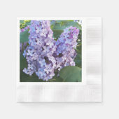 紫の薄紫開花フローラ 縁ありランチョンナプキン (正面)