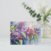 紫の薄紫鮮やかの花ラディバグ ポストカード (スタンド正面)