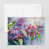 紫の薄紫鮮やかの花ラディバグ ポストカード (正面/裏面)