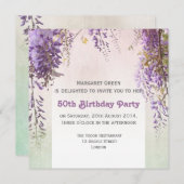 紫の藤のパーソナライズされた誕生日の招待 招待状 (正面/裏面)
