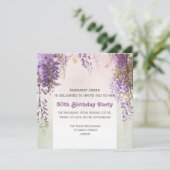 紫の藤のパーソナライズされた誕生日の招待 招待状 (スタンド正面)