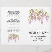 紫の藤のフローラ折り結婚式プログラム (正面)