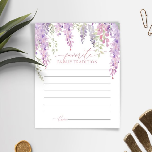 紫の藤の家族の伝統ベビーシャワーカード (クリエイターアップロード済み)