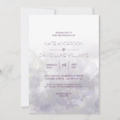 ©紫の藤の文字列ライトメイソンジャース結婚ズ 招待状 (裏面)