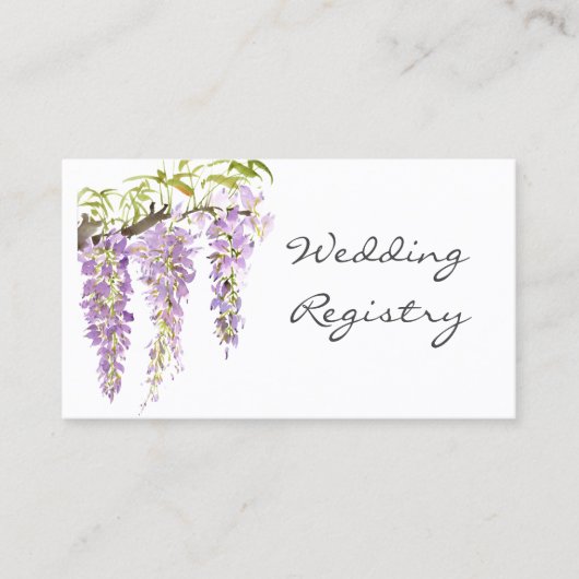 紫の藤の結婚レジストリエンクロージャカード 名刺 (正面)