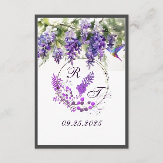 紫の藤をテーマ結婚にしたエンクロージャカード エンクロージャーカード (正面)