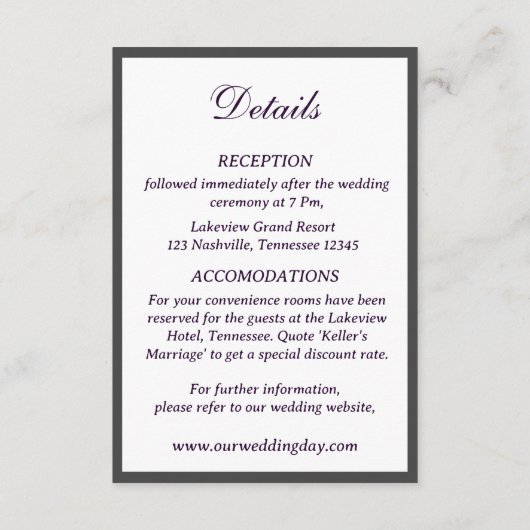 紫の藤をテーマ結婚にしたエンクロージャカード エンクロージャーカード (裏面)