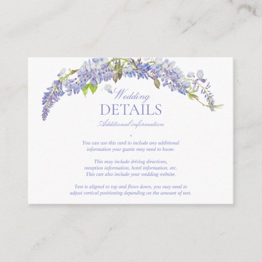 紫の藤エレガントのスクリプクラシックト詳細 エンクロージャーカード (正面)
