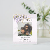 紫の藤モダンPHOTO結婚式の日付を保存 (スタンド正面)