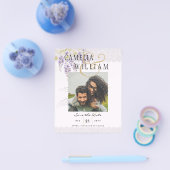 紫の藤モダンPHOTO結婚式の日付を保存 チラシ (シングル)