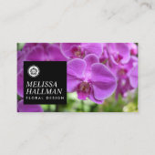 紫の蘭とミニマルなルクセのフローラロゴ 名刺 (正面)