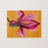 紫の蘭の水の色オレンジのポップ・アートのアートフラワー ジグソーパズル (横)