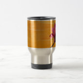 紫の蘭の水の色オレンジのポップ・アートのアートフラワー トラベルマグ (中央)