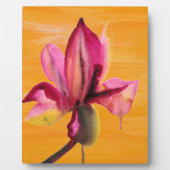 紫の蘭の水の色オレンジのポップ・アートのアートフラワー フォトプラーク (正面)