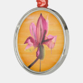 紫の蘭の水の色オレンジのポップ・アートのアートフラワー メタルオーナメント (左)