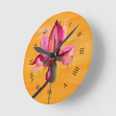 紫の蘭の水の色オレンジのポップ・アートのアートフラワー ラウンド壁時計 (傾斜)