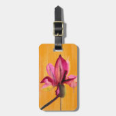 紫の蘭の水の色オレンジのポップ・アートのアートフラワー ラゲッジタグ (正面縦)