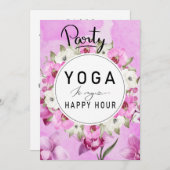 紫の蘭の水の色ピンクとヨガ幸せな時間 招待状 (正面/裏面)