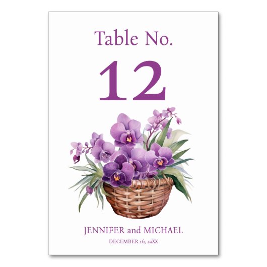 紫の蘭の水の色結婚のテーブル番号 テーブルナンバー (正面)