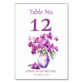 紫の蘭の水の色結婚のテーブル番号 テーブルナンバー (裏面)