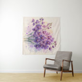 紫の蘭の水彩花束 タペストリー (インサイチュ(横))