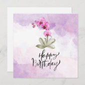 紫の蘭の水色を持つハッピーバースデー (正面/裏面)