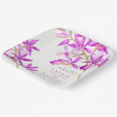 紫の蘭の花の水彩植物結婚の ペーパープレート (傾斜あり)