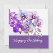 紫の蘭の花を誕生日 カード (正面)