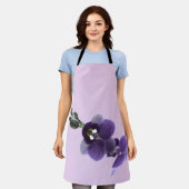 紫の蘭の花オールオーバープリントエプロン エプロン (着用した状態)