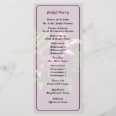 紫の蘭の花束とシダ結婚式 プログラム (裏面)