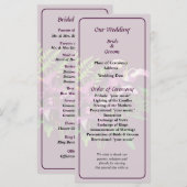 紫の蘭の花束とシダ結婚式 プログラム (正面/裏面)