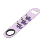紫の蘭の花、ステンレス鋼ボトルオープナー スピード栓抜き (正面アングル)