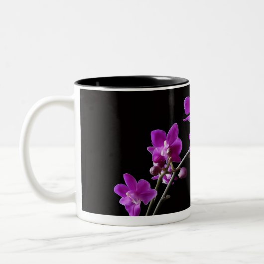 紫の蘭の花 二色マグカップ ツートーンマグカップ (左)