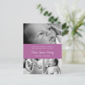 紫の蘭の誕生発表ベビー写真 案内ポストカード (スタンド正面)